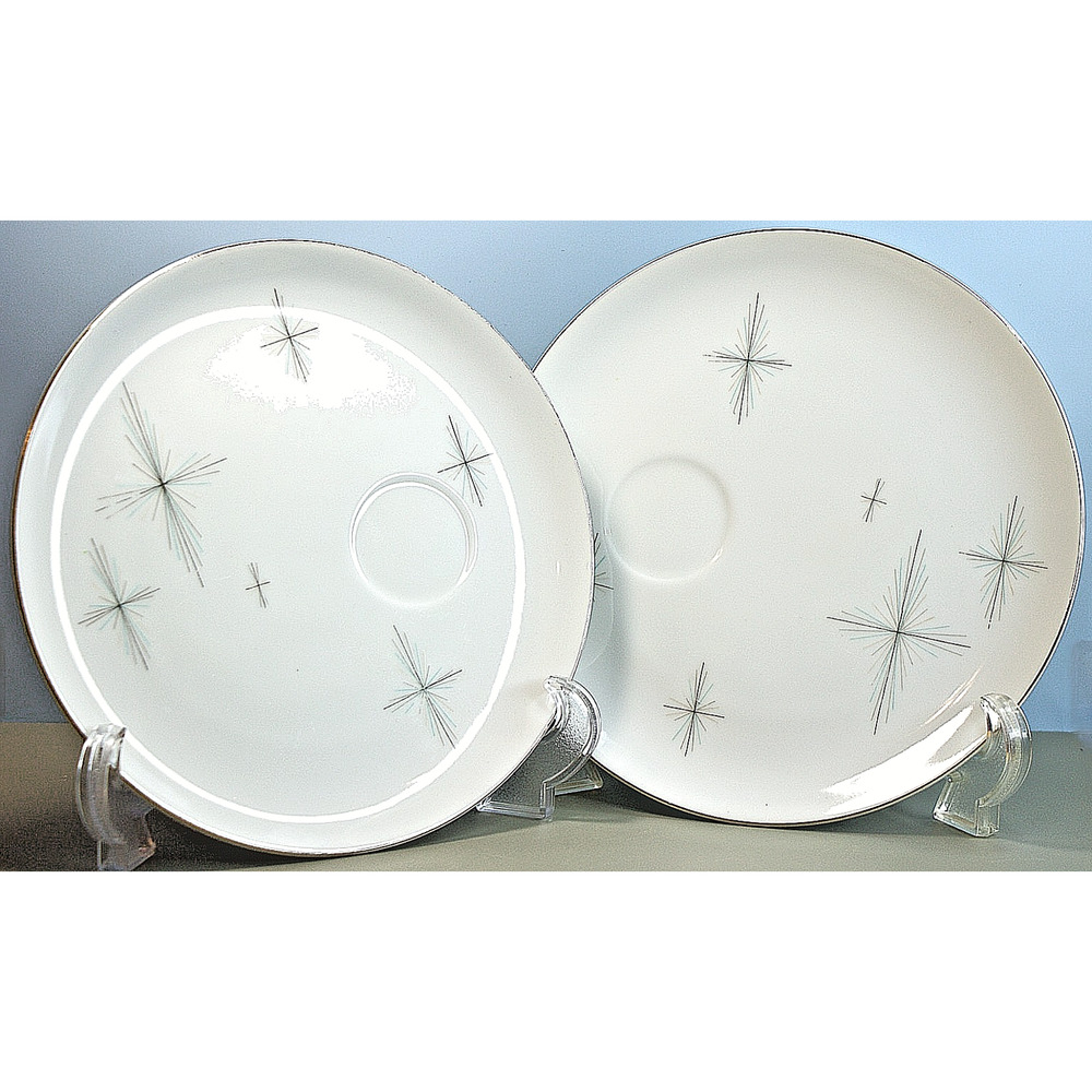 6 Royal M Yamaka Luncheon Plates Echo Starburst Retro Pattern Vintage Dishes